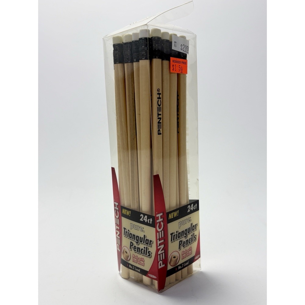 Pentech Triangular Pencils No 2 Lead Real Wood Lot of 23 Unsharpened 2005
